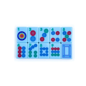 <span class=keywords><strong>Jeu</strong></span> de Mahjong Moderne Bleu Clair à Thème Gaufré, Portable en Acrylique, pour Loisirs Sociaux et Cadeau Amusant - Product Image 4