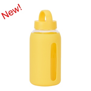 Bouteille d'eau en verre avec manchon en silicone couleur macaron 600ml 800ml, large ouverture, portable, sans BPA, anti-fuite, logo personnalisé - Product Image 6