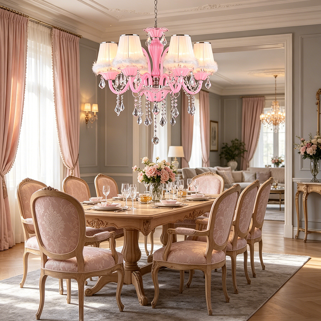 Home Lights Decoration Ceiling Decoration Light Restaurant Lighting Decoration Pink Crystal Girlish Crystal Lamp