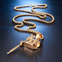 Collar de Cadena con Colgante de Pistola para Hombre, de Acero Inoxidable, Chapado en Oro y Plata, de Lujo y Moderno, Regalo de Aniversario