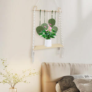 Estante de <span class=keywords><strong>tapiz</strong></span> de algodón con estampado bohemio tejido a mano, colgante de <span class=keywords><strong>pared</strong></span> con borlas de hojas ecológicas <span class=keywords><strong>para</strong></span> habitación de niños, <span class=keywords><strong>pared</strong></span> de salón - Product Image 4