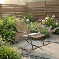 Fauteuil à bascule d'extérieur Meiqi, fauteuil inclinable en rotin résistant aux intempéries pour balcon, patio, jardin, hôtel, maison, loisirs et détente