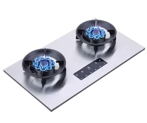 Flip cover gas stove touch screen turn timing energy-saving sharp fire gas double stove household gas stove natural liquefied ga