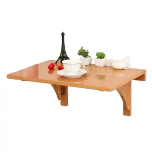 Wall Mounted Bamboo Laptop Stand Multi-use Foldable Table Folding Kitchen Dining Desk