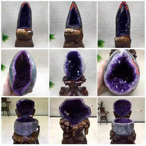 Adornos de Ágata Natural de Brasil, Geoda de Ágata de Gran Tamaño, Cornucopia, Cuenco <span class=keywords><strong>del</strong></span> <span class=keywords><strong>Tesoro</strong></span> de Amatista Grande - Product Image 1