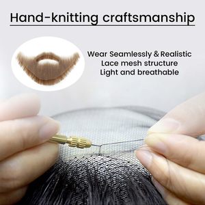 Barba Falsa Realista Reutilizable, Cabello Humano, Encaje Hecho a Mano, Barba Completa Invisible y <span class=keywords><strong>Bigote</strong></span> para Cosplay, Disfraces, Fiestas - Product Image 5