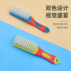 Brosse à chaussures à poils en nylon doux, outil de nettoyage manuel jaune et bleu pour éliminer les taches - Product Image 3