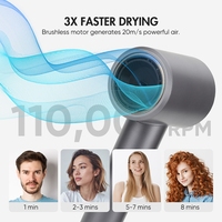 Sèche-cheveux ionique professionnel à haute vitesse avec mode IA intelligent, détection de distance et capteur de réglage automatique