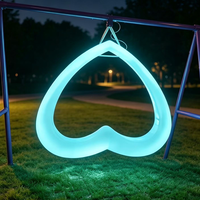 Fauteuil suspendu moderne en forme de cœur avec éclairage LED, coussin lumineux RGB imperméable, 2 places, pour la maison et l'extérieur
