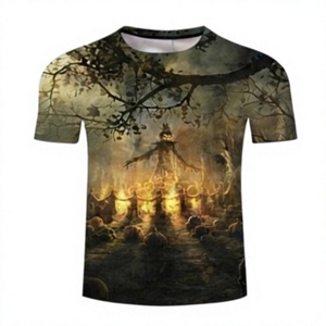 Camiseta Gráfica de Halloween al por Mayor, Personalizada, de Algodón, Unisex, Corte Regular, Cuello Redondo, Manga Corta, Estilo Casual, para Fiestas - Product Image 1