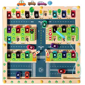 MI Magnetic Alphabet Maze Fine Motor Skills Toys Wood Puzzle Activity Board Parking Wooden Activity Board Maze Magnetic Puzzle