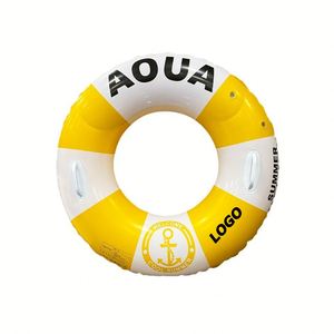 Striped Double Airbag Swim Ring Adult <b>Inflatable</b> Arm <b>Floats</b> for Water Safety with Handles - Product Image 1