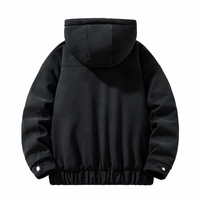 Manteau unisexe en polyester 100% de style parka, résistant, décontracté, d'hiver, en daim texturé, doublé de fourrure sherpa, avec fermeture éclair, chauffant, coupe-vent, à capuche