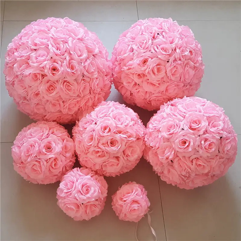 Bola de flor de Rosa para boda, decoraciones colgantes de boda, Rosa Artificial, Bola de flor de jabón de tacto natural colorida