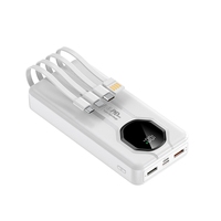 Power Bank Travel Friendly 20000mAh Dengan 4 Kabel PD 22.5W Pengisian Cepat Layar Digital Baterai Eksternal untuk Iph Android