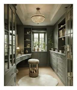 Armoire sur mesure de style rétro américain haut de gamme, dressing, chambre à coucher - Product Image 1