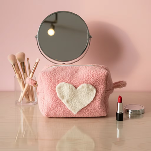 Sac de maquillage rose écologique personnalisé en gros, sac de toilette portable, sac de cosmétiques de voyage pour filles - Product Image 5