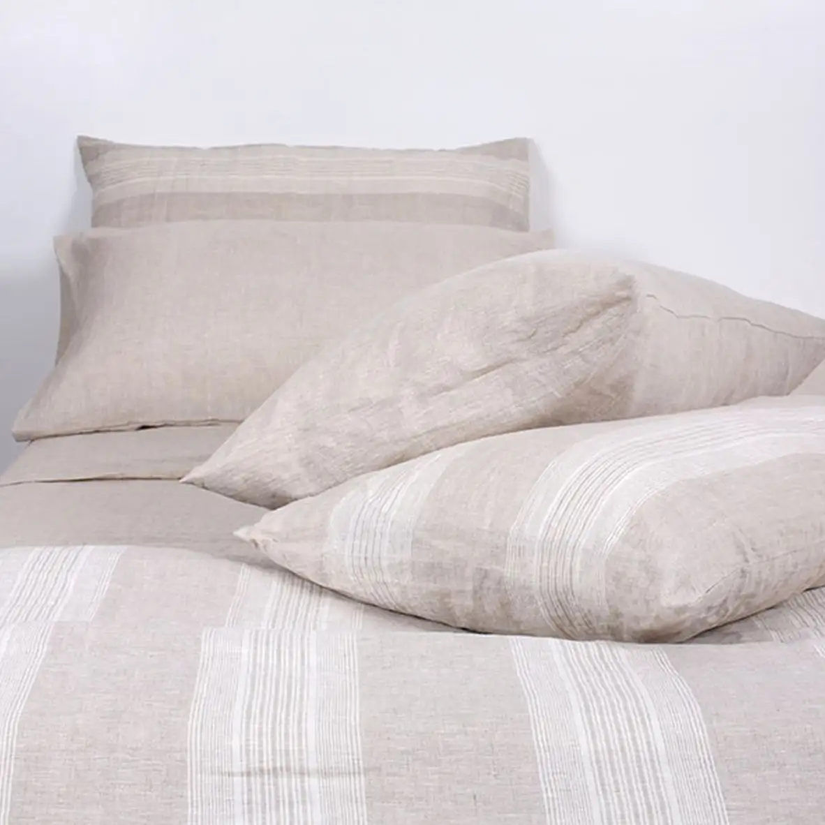 Stone washed vintage hotel Striped linen quilt set Luxury Bed linen Australia
