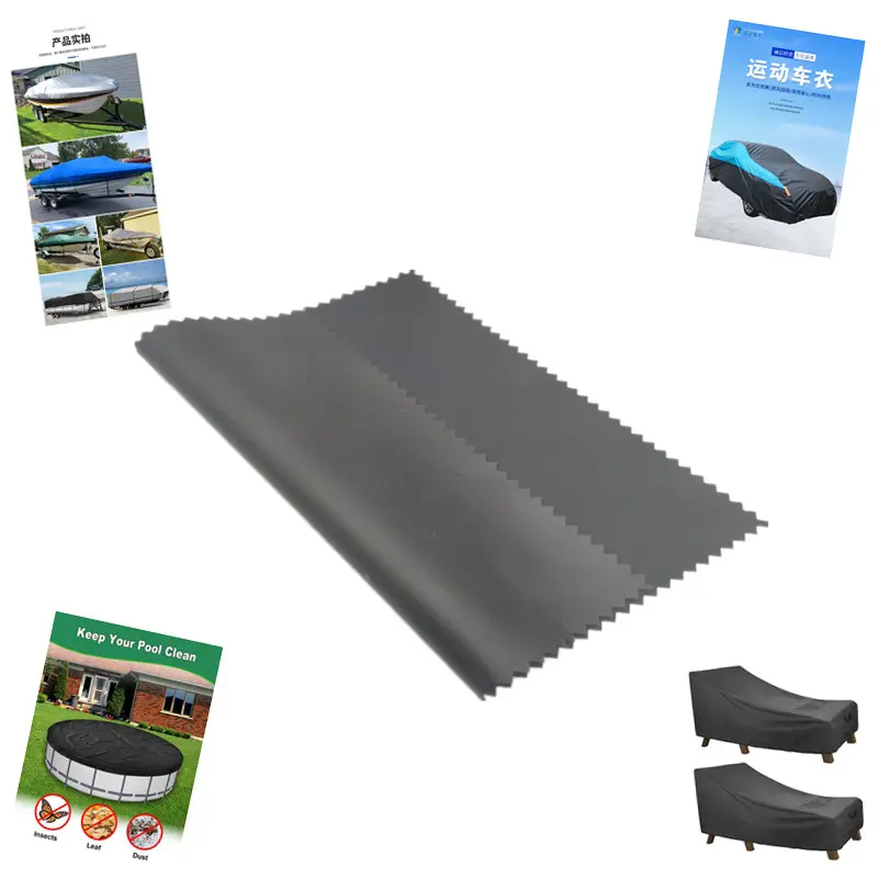 2,2 m de ancho color negro ecológico PVC recubierto de poliéster liso teñido tafetán tela para cubierta de coche Mat muebles
