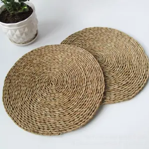 Placemat Table Mat Dining Table Mat Decoration High Quality Natural Straw Sea Grass Cattail Round Woven Placemat