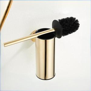 Support mural pour brosse de toilette standard en acier inoxydable doré – Outil de nettoyage pour salle de bain - Product Image 1