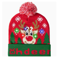 Cappello Natalizio in Maglia Acrilica di Alta Qualità con Luci LED, Cappello di Babbo Natale Luminoso per Adulti e Bambini