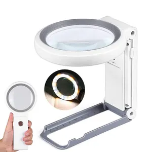 30X Magnifying Glass with Light and Stand Foldable Handheld Magnifying Glass 18 LED Illuminated Magnifier Glass