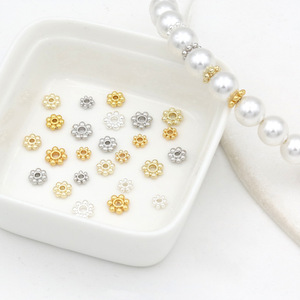 Flower Spacer <b>Beads</b> Alloy Plated Gold <b>Silver</b> White For Bracelet Making 4mm D93 - Product Image 1