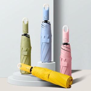 Good Quality Classic Triple Folding Hook <b>Ring</b> Buckle Reverse Automatic Iron Tube Rubber Handle Sunny & Rain Umbrella - Product Image 3