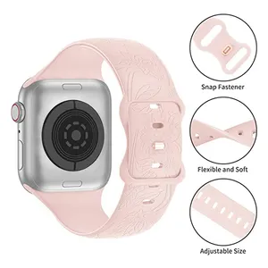 Özel baskılı logo Ultra saat kayışı 45mm 42mm 38mm Watchband kazınmış silikon kauçuk saat sapanlar Apple izle