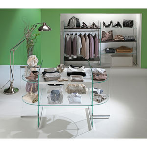 Vitrinas Modulares de Doble Cara con Composición Central 180x80x H 100, Exhibidores Blancos Brillantes - Product Image 1