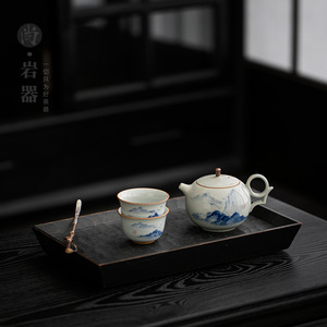 <b>Tea</b> <b>Set</b> Hand Painted Ceramic Teapot And Two Cups Traditional Chinese Style For Home Use Dehua Pottery - Product Image 3