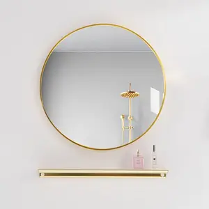 하이 퀄리티 현대 라운드 욕실 거울 방수 HD 표면 북유럽 천공 가정용 쉬운 벽 설치