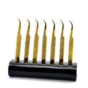 Pinzas de pestañas con logotipo privado, pinzas de extensión de pestañas con pinzas de agarre de fibra, herramientas de pestañas curvas de acero inoxidable - Product Image 4