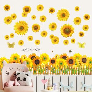 Nouveaux autocollants muraux décoratifs tournesol 3D en PVC auto-adhésifs pour salon, chambre, décoration intérieure, cadeaux, vente en gros - Product Image 4