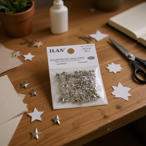Accessori a Stella in Metallo ILAN 3x7mm Argento per Artigianato e Decorazioni Fai-da-Te - Product Image 3