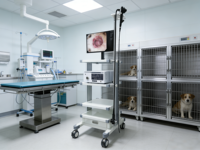 Système d'endoscopie vétérinaire EURVET 8,0 mm avec gastroscope CMOS, accessoires, moniteur, chariot et pompe d'aspiration