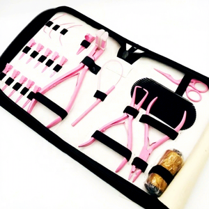 Nuevas llegadas: Kit de herramientas para extensiones de cabello rosa bebé, tijeras para cortar cabello, pinzas de cinta, acero inoxidable, uso comercial sostenible HOOPER - Product Image 1