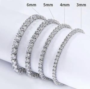 925 sterling <b>Silver</b> Moissanite Tennis <b>Bracelet</b> Round Brilliant Cut claw Setting gold Plated black white chain Luxury Jewelry - Product Image 6