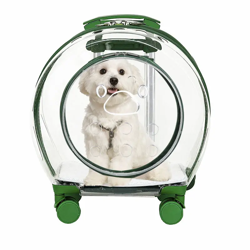 Para carro portador con ruedas Visible claro transpirable de accesorios para mascotas aerolínea aprobado