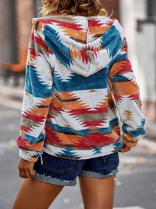 Ropa de otoño e invierno para mujer, jersey de lana suave con estampado azteca, chaqueta con capucha y bolsillo, Navajo, 2022 - Product Image 2