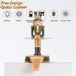 Hot Sale Green <strong>Vintage</strong> Nutcracker Figurine with Feather Hat Design for Xmas Tabletop Holiday Decor <strong>Christmas</strong> <strong>Village</strong> - Product Image 2