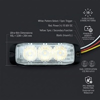 Luz Estroboscópica de Montaje en Superficie con 3 LED, ECE R65, ECE R10, E-Mark, IP67, 12-24V, 19 Patrones de Destello, Función de Memoria, Lámpara de Advertencia para Vehículos