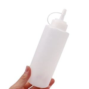 Wholesale Empty 8oz 12oz 16oz Plastic Bottles with Squeeze Lid for Ketchup HDPE Reusable Oil Bottles for <b>Sauces</b> with Nozzle - Product Image 2