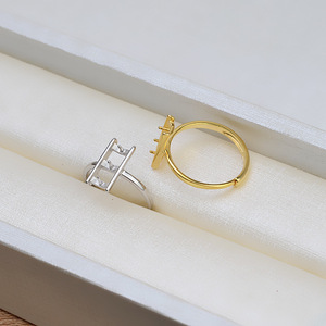 Anillo Ajustable de Plata S925 con Colgante de Cuentas Múltiples en Forma de H, Accesorio DIY para Mujer, Soporte Vacío 1372 - Colgantes y Dijes de Moda - Product Image 3