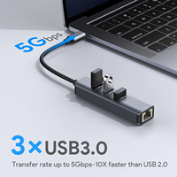 Adaptador de Red USB-C a Ethernet, Tipo C RJ45 5G, USB 3.0, Aleación de Aluminio, Tarjeta de Red con Cable, Hub Convertidor para Laptop, en Stock