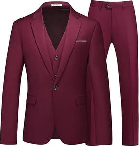 Herren Slim Fit Anzüge 3 Stück One Button Solid Suit Blazer für Business Hochzeit Formale Prom Smoking Blazer Weste & Hose Set - Product Image 5