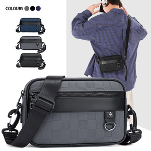 New Vintage <b>Small</b> Sling Crossbody Messenger Trendy Zipper Multifunctional Waterproof Pu <b>Leather</b> Crossbody <b>Bag</b> for Men - Product Image 1