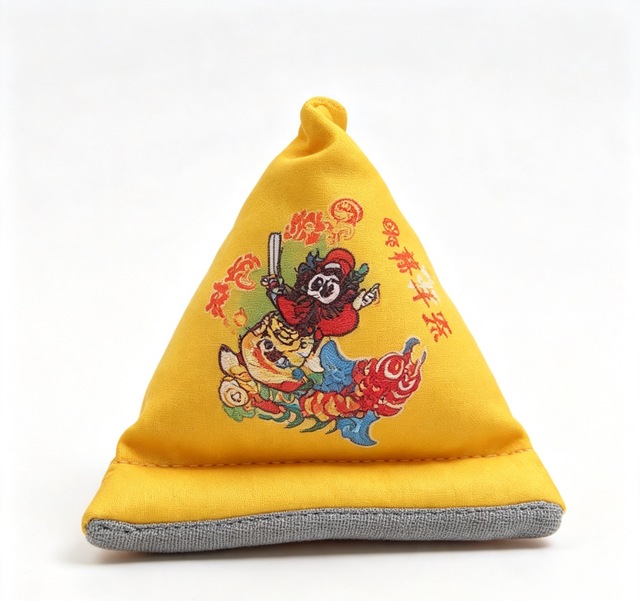 Custom Embroidered Zongzi Fabric Bean Bag Phone Stand, 2 in 1 Microfiber Screen Cleaning Lazy Desktop Mobile Holder OEM