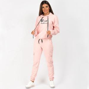 Élégant Design Fitness Sweat À Capuche Taille Haute Jogger Ensembles 2 Pièces Décontracté Streetwear Blanc Femmes Survêtements - Product Image 2